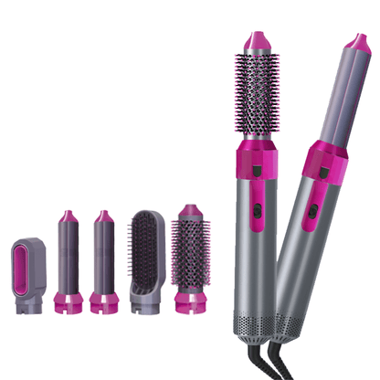 5-in-1 Ceramic Hot Air Brush Styler – Hair Dryer, Curler, Straightener & Volumizer